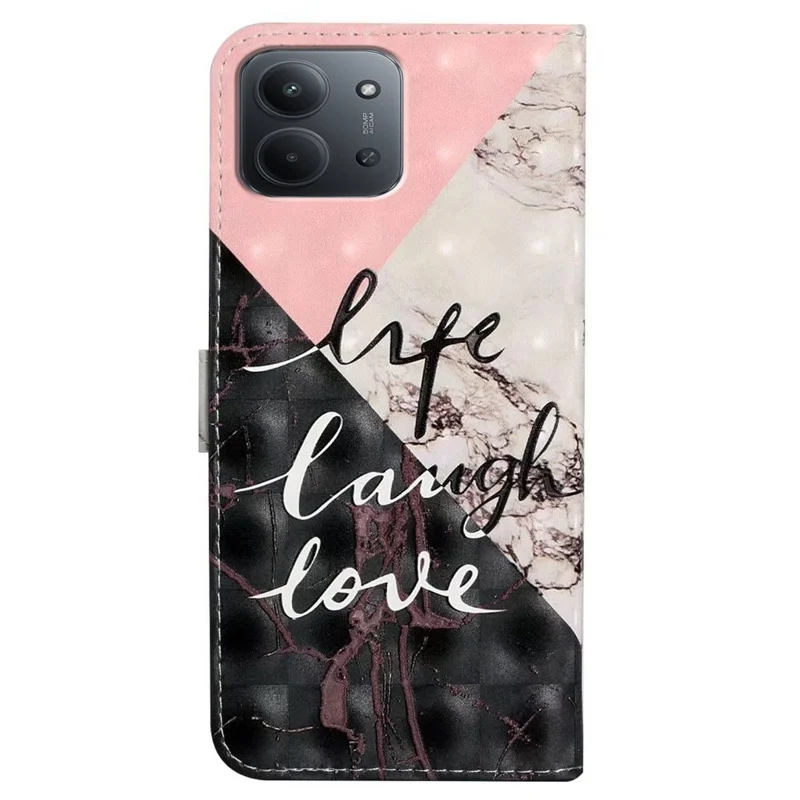 For Xiaomi Redmi 15C 4G (Global) (171mm)  /  Poco C85 4G (171mm) Case 3D Creative Pattern PU Leather Stand Phone Cover - Tri-Color Marble