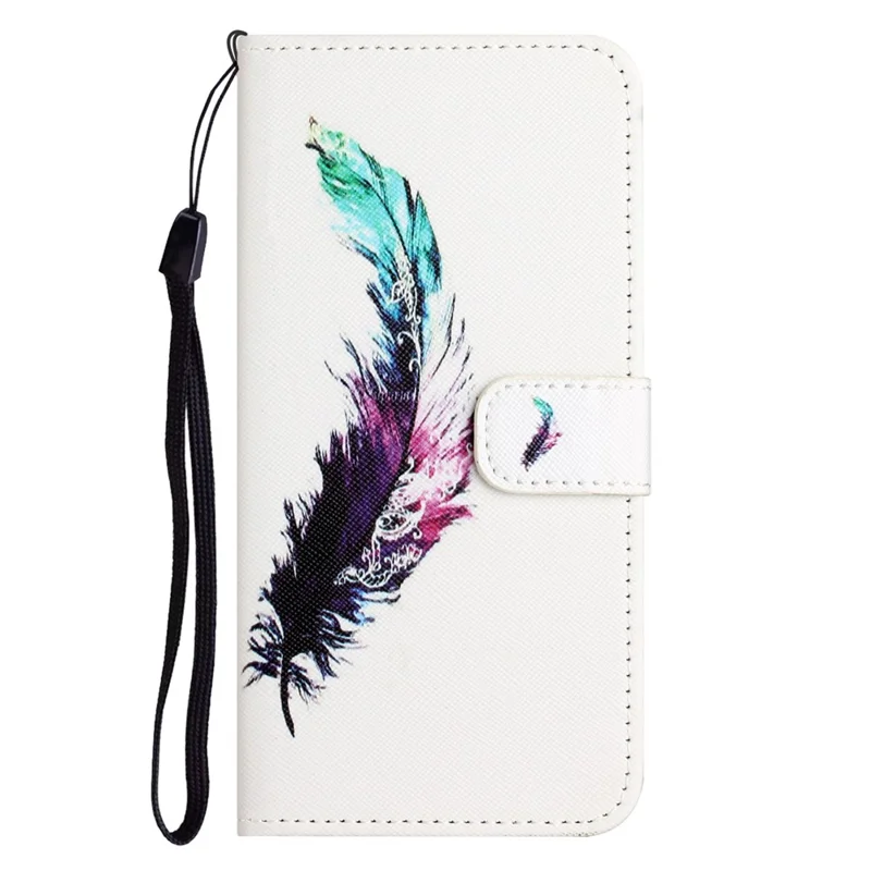 For Xiaomi Redmi Note 15 5G (Global) Case Pattern Print PU Leather Wallet Phone Cover Cross Texture - Feather