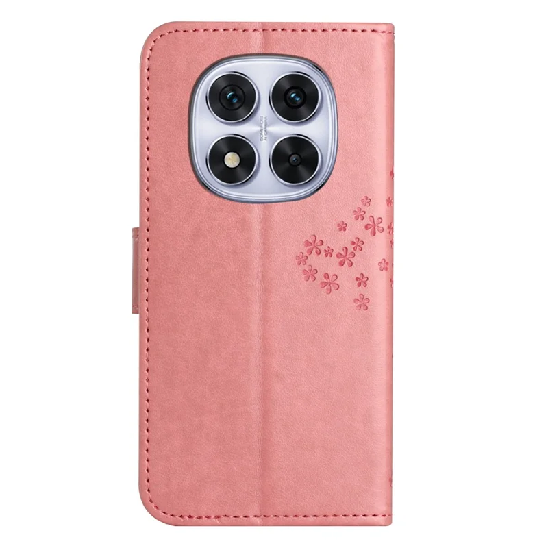 Voor Xiaomi Redmi Note 15 Pro 5G hoesje PU leer uil boom afgedrukt portemonnee telefoonhoesje met riem - Roze
