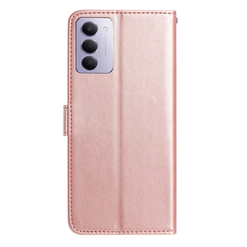 Flip Case til Xiaomi Redmi 15 4G (EU) (171 mm) med wallet og rosemønster, læder, stand og stropløsning - Rosenød