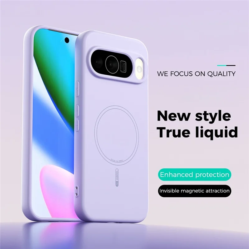 ABEEL For Google Pixel 10 Pro  /  Pixel 10 Magnetic Case Skin Touch Liquid Silicone Phone Back Cover - Purple