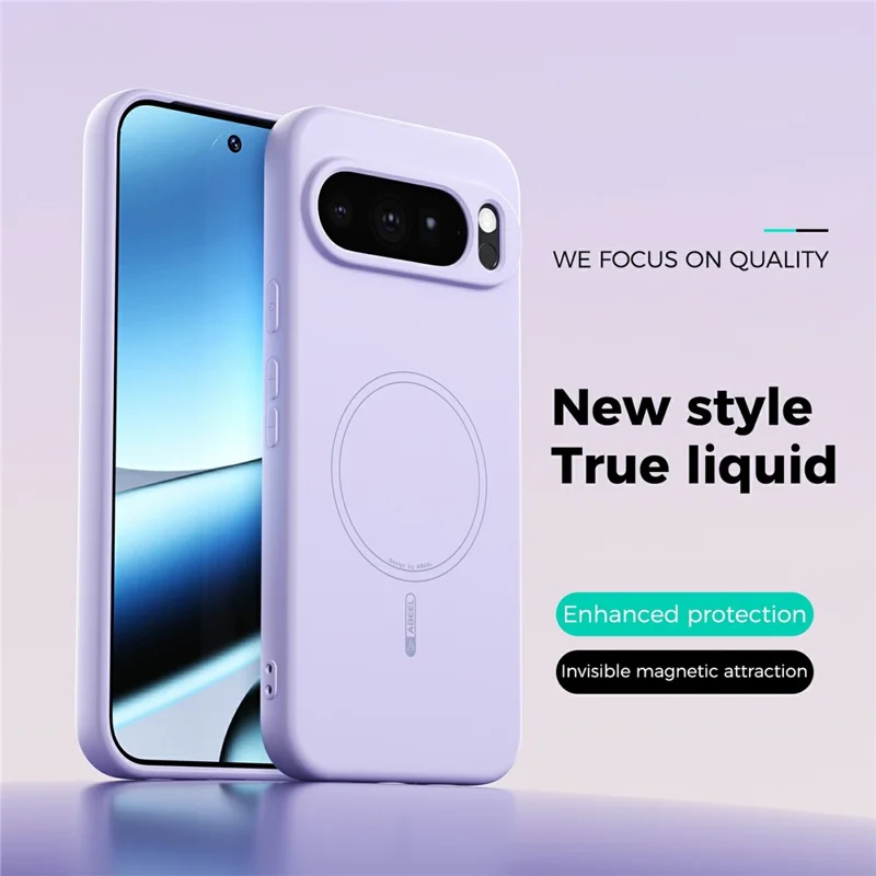 ABEEL For Google Pixel 10 Pro XL Magnetic Case Skin Touch Liquid Silicone Phone Back Cover - Purple