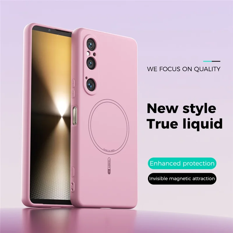 ABEEL For Sony Xperia 1 VI Magnetic Case Skin Touch Liquid Silicone Phone Back Cover - Pink