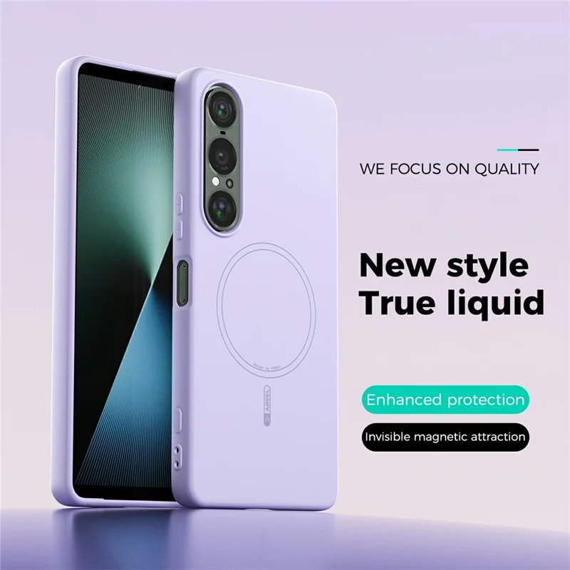 ABEEL For Sony Xperia 1 VII Magnetic Case Skin Touch Liquid Silicone Phone Back Cover - Purple