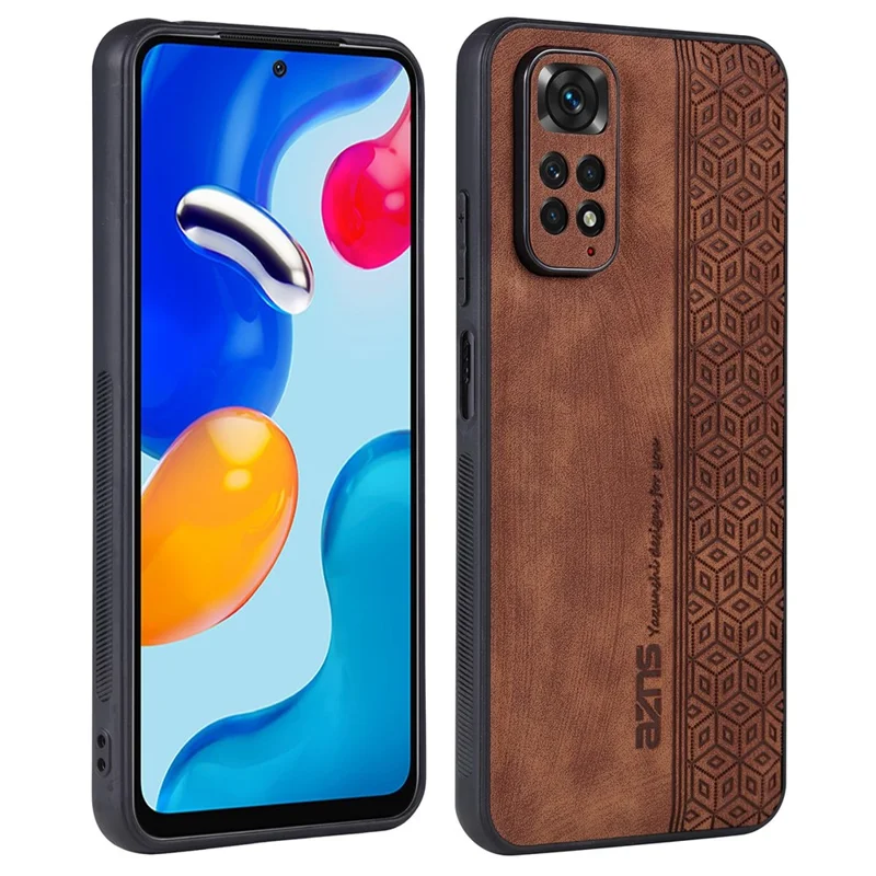 AZNS per Xiaomi Redmi Note 11 4G (Qualcomm) / Note 11S 4G Custodia per telefono con motivo impresso Anti-caduta in pelle PU + copertura TPU - Marrone