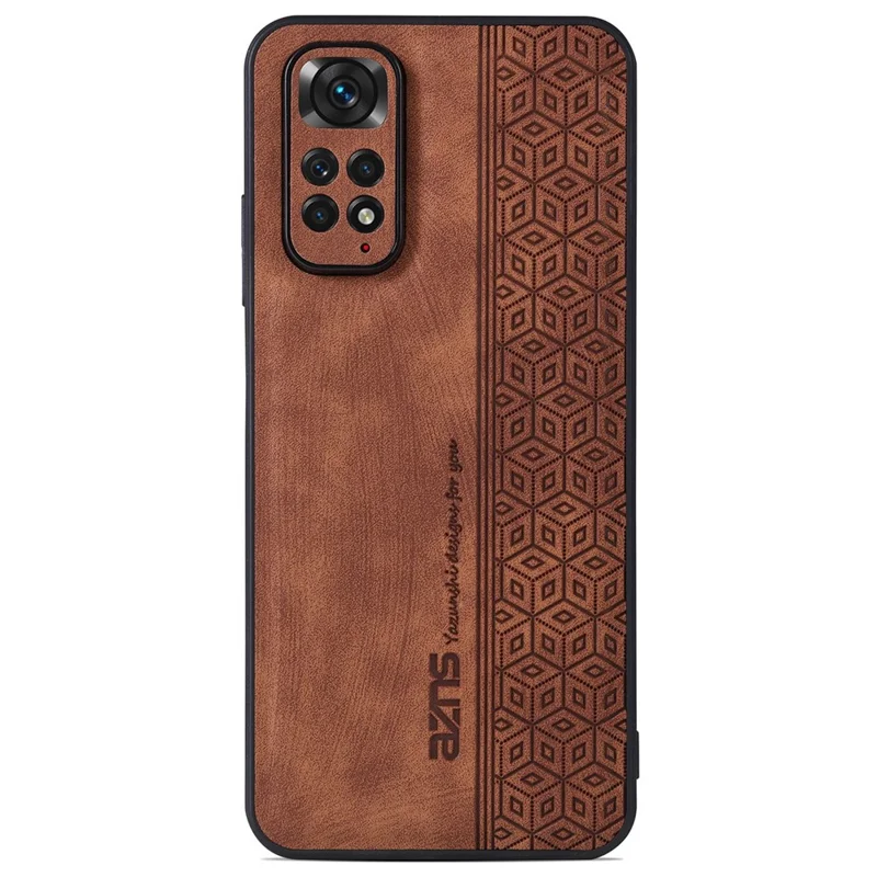 AZNS per Xiaomi Redmi Note 11 4G (Qualcomm) / Note 11S 4G Custodia per telefono con motivo impresso Anti-caduta in pelle PU + copertura TPU - Marrone