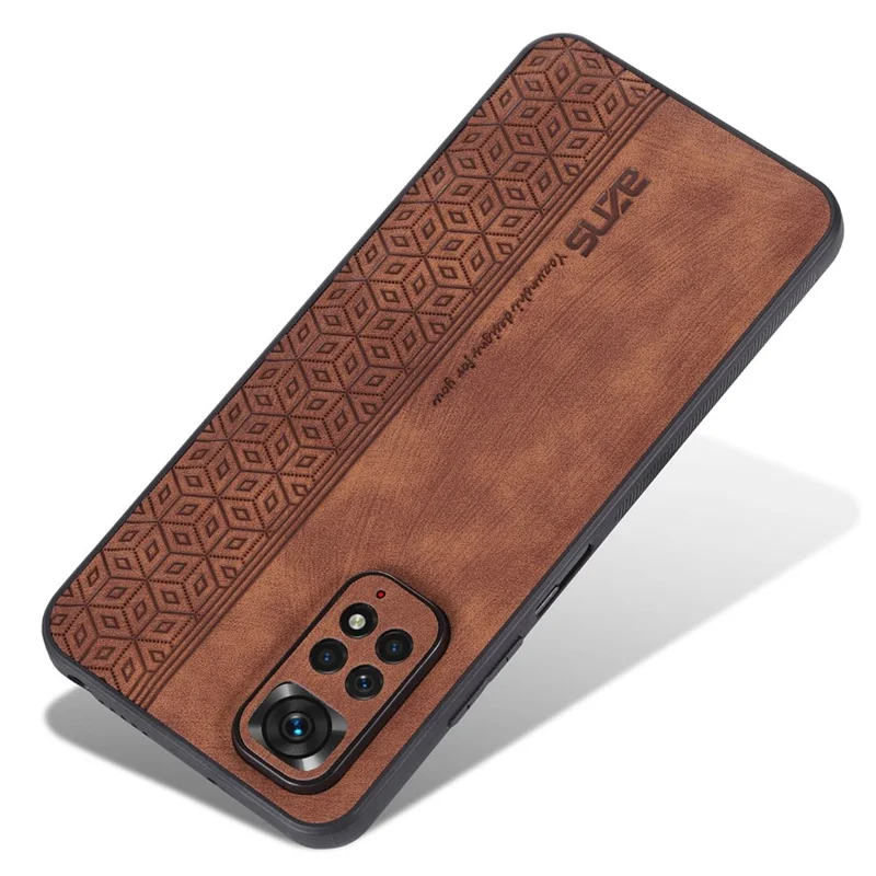 AZNS per Xiaomi Redmi Note 11 4G (Qualcomm) / Note 11S 4G Custodia per telefono con motivo impresso Anti-caduta in pelle PU + copertura TPU - Marrone