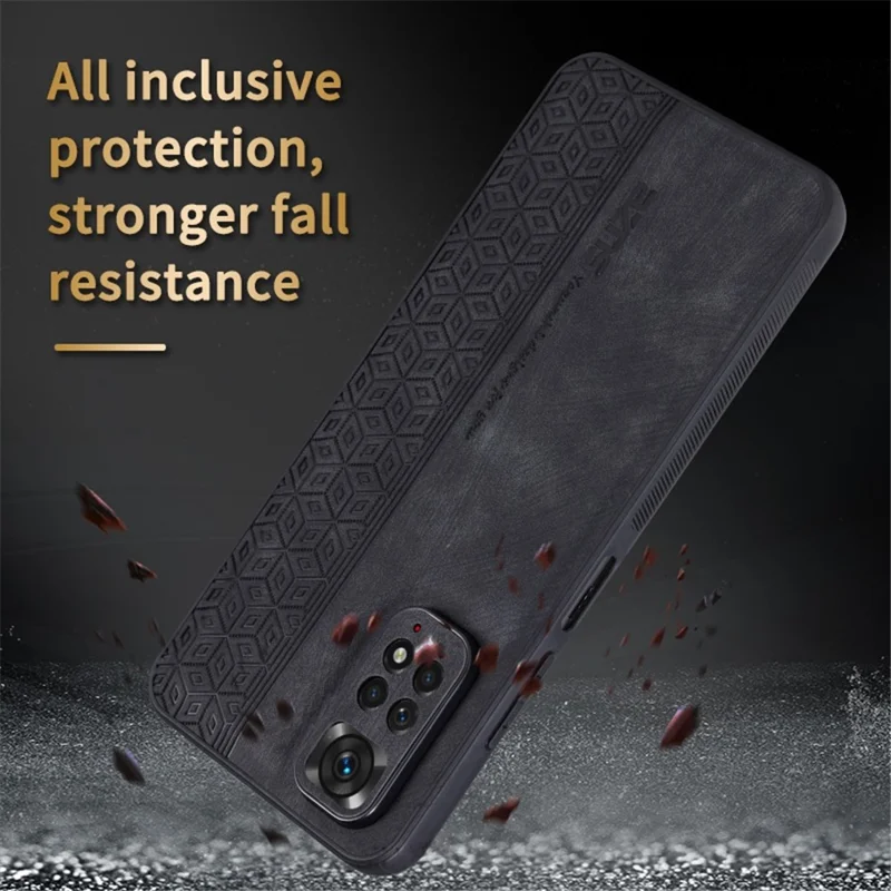 AZNS per Xiaomi Redmi Note 11 4G (Qualcomm) / Note 11S 4G Custodia per telefono con motivo impresso Anti-caduta in pelle PU + copertura TPU - Marrone