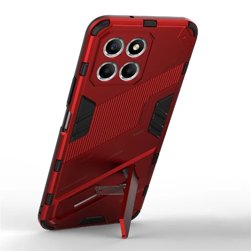 Kickstand Phone Case for Honor X8 5G, Hard PC + Soft TPU Anti-drop Hybrid Protective Cover - Red