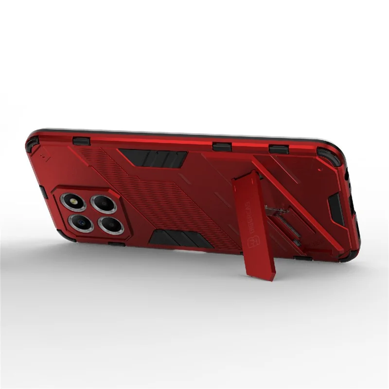 Kickstand Phone Case for Honor X8 5G, Hard PC + Soft TPU Anti-drop Hybrid Protective Cover - Red