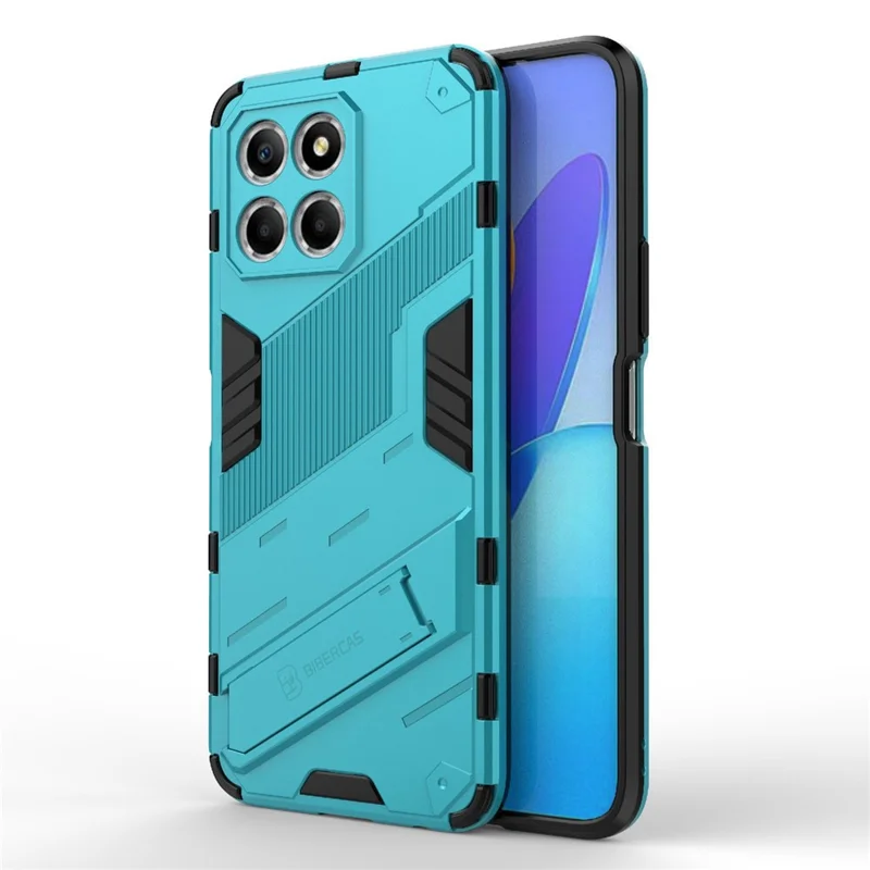 Kickstand Phone Case for Honor X8 5G, Hard PC + Soft TPU Anti-drop Hybrid Protective Cover - Baby Blue