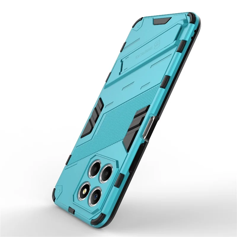 Kickstand Phone Case for Honor X8 5G, Hard PC + Soft TPU Anti-drop Hybrid Protective Cover - Baby Blue