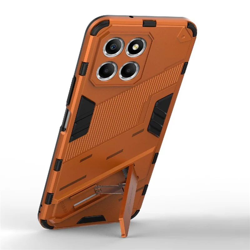 Kickstand Phone Case for Honor X8 5G, Hard PC + Soft TPU Anti-drop Hybrid Protective Cover - Orange