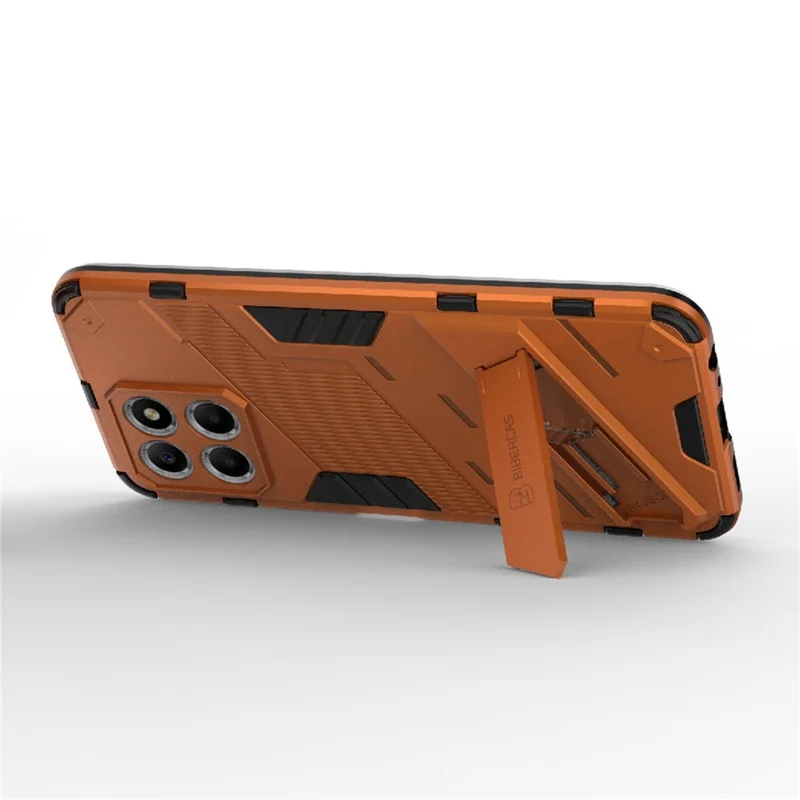 Kickstand Phone Case for Honor X8 5G, Hard PC + Soft TPU Anti-drop Hybrid Protective Cover - Orange