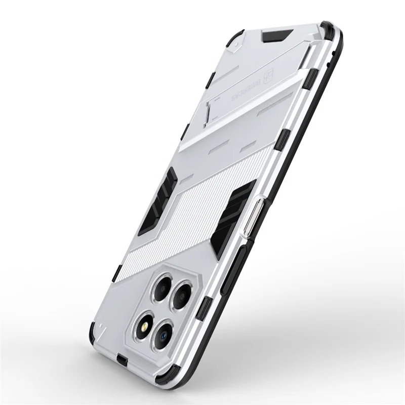 Kickstand Phone Case for Honor X8 5G, Hard PC + Soft TPU Anti-drop Hybrid Protective Cover - White