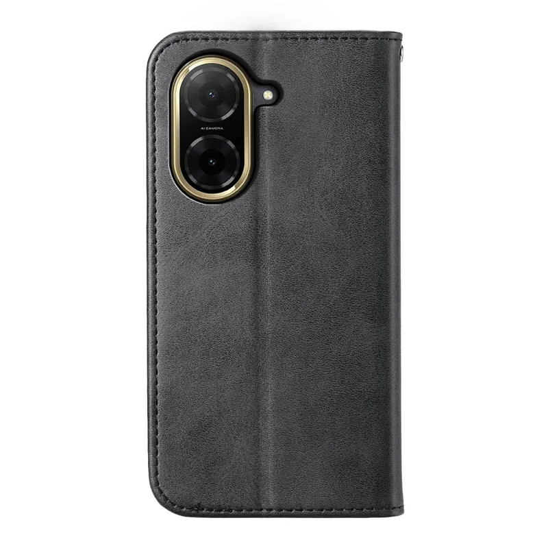 For Xiaomi Redmi A5 NFC (EU) (173.45mm) Case Calf Texture PU Leather Wallet Phone Cover with Wrist Strap - Black