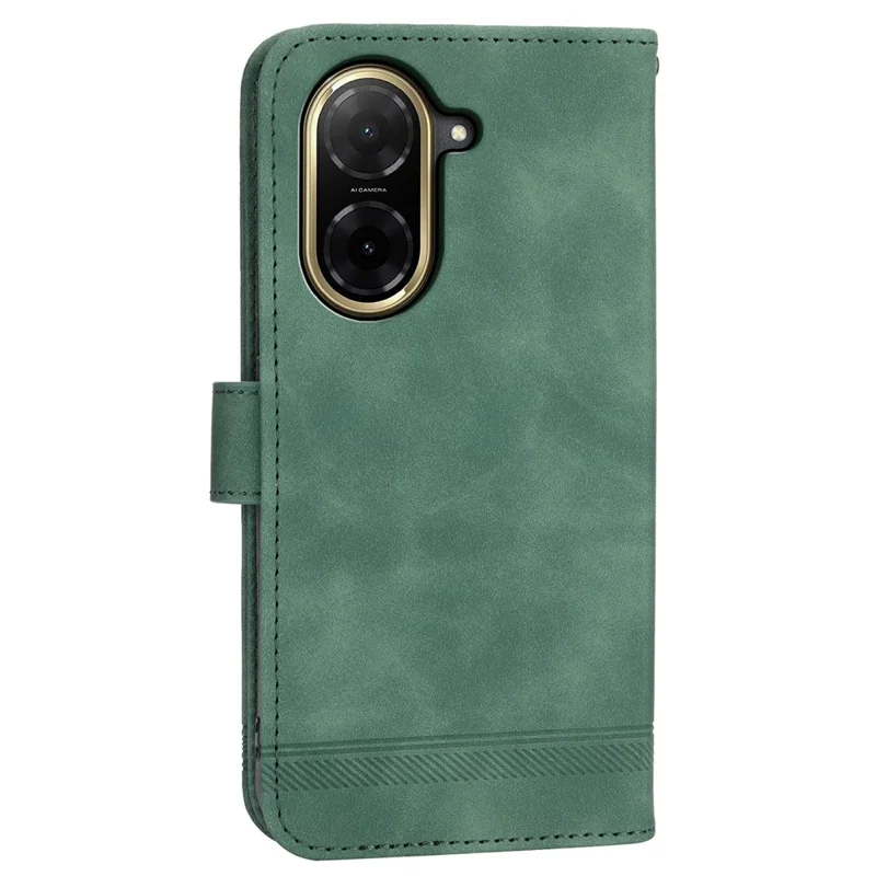 DIERFENG DF-03 For Xiaomi Redmi A5 NFC (EU) (173.45mm) Case Lines Imprint Wallet Leather Phone Cover with Wrist Strap - Green