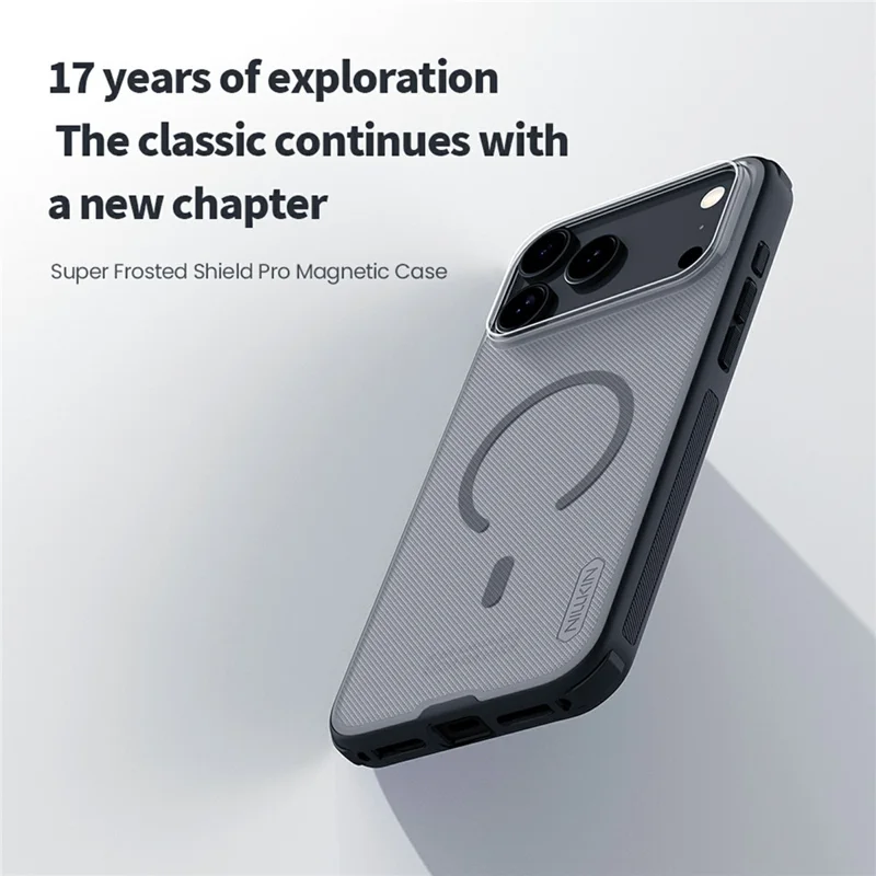 NILLKIN Super Frosted Shield Pro for iPhone 17 Pro Max Magnetic Case Matte PC TPU Clear Black Phone Back Cover