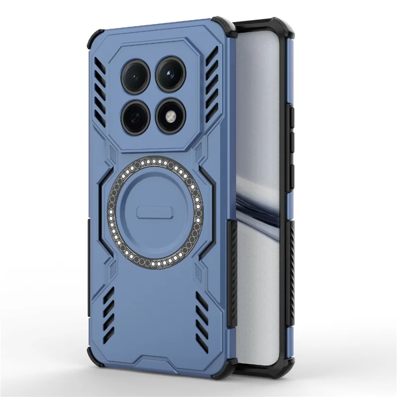 For Xiaomi Poco M8 5G / Redmi Note 15 5G (Global) Magnetic Case Butterfly Armor Hollow Heat Dissipation PC + TPU Phone Cover - Blue