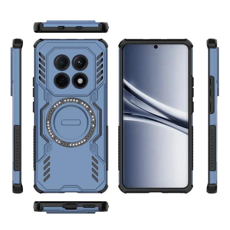 For Xiaomi Poco M8 5G / Redmi Note 15 5G (Global) Magnetic Case Butterfly Armor Hollow Heat Dissipation PC + TPU Phone Cover - Blue