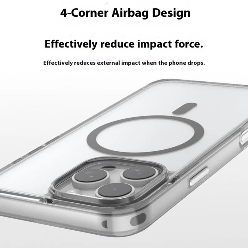 For iPhone 16 Pro Magnetic Case High Transparency PC + TPU Phone Back Cover - Transparent Black