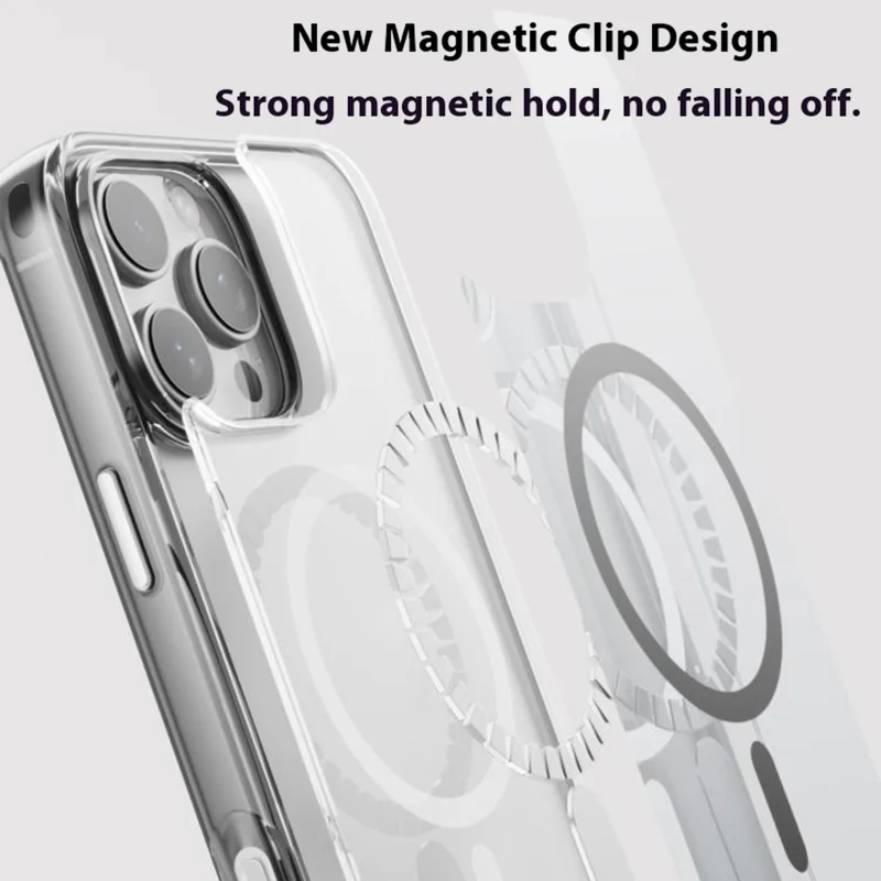 For iPhone 16 Pro Magnetic Case High Transparency PC + TPU Phone Back Cover - Transparent Black