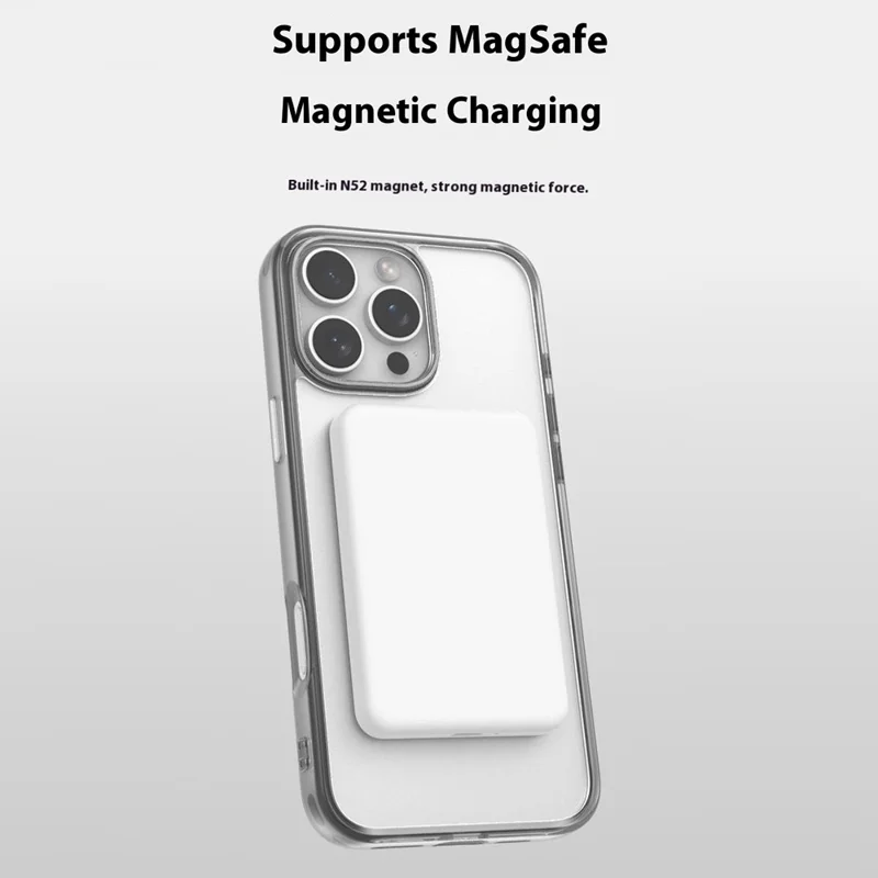 For iPhone 16 Pro Max Magnetic Case High Transparency PC + TPU Phone Back Cover - Transparent Black