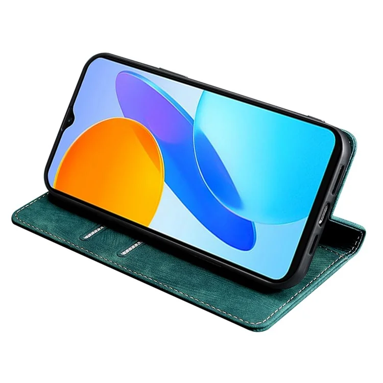 Для Чести X8 5g / X6 4G PU Кожаная Кошелька Shock-resean Case RFID Блокирование Магнитная Автоматическая Обложка Телефона - Зеленый