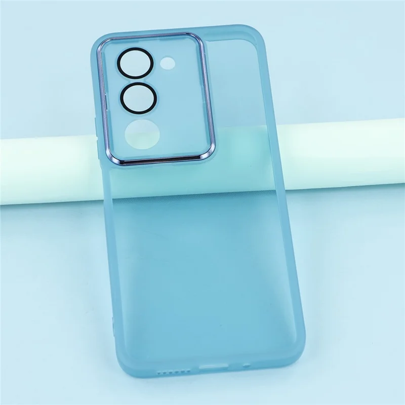 For Xiaomi Redmi 15 4G (EU) (171mm) Case Electroplated Camera Frame TPU Phone Cover - Transparent Blue