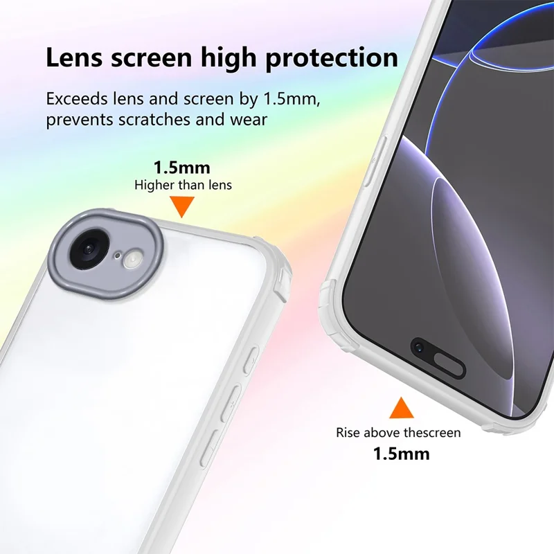 For iPhone 16e Case Reinforced Corner Shockproof TPU + Acrylic Phone Cover - White