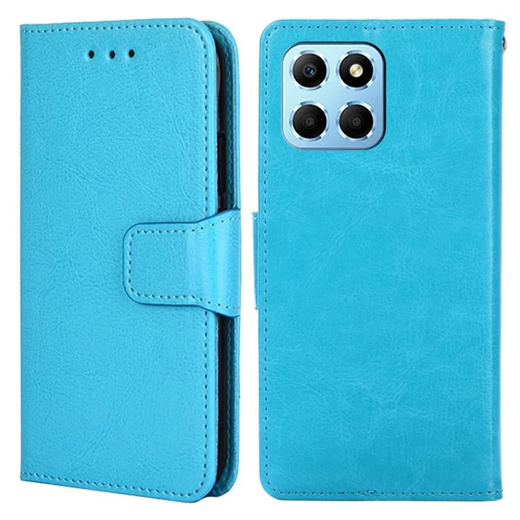 Per Honor X8 5G / X6 4G Custodia magnetica in pelle PU goffrata con stand Custodia interna in TPU a prova di caduta - Azzurro pastello 