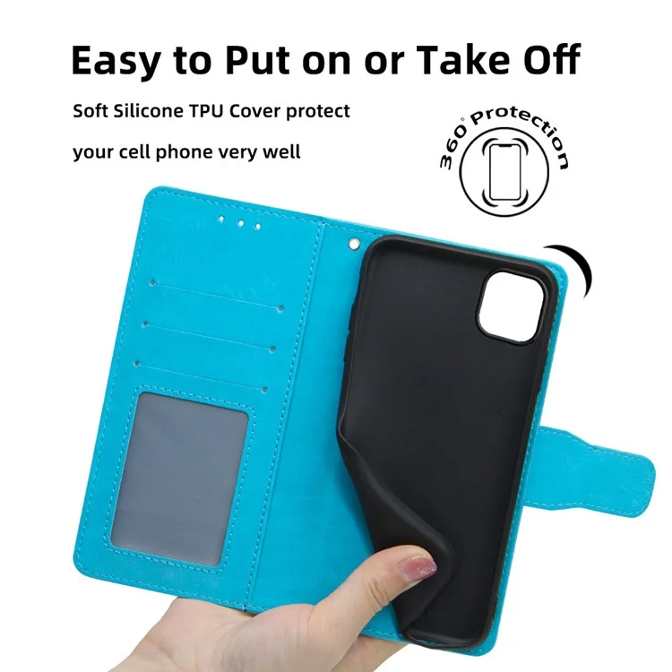 Per Honor X8 5G / X6 4G Custodia magnetica in pelle PU goffrata con stand Custodia interna in TPU a prova di caduta - Azzurro pastello 