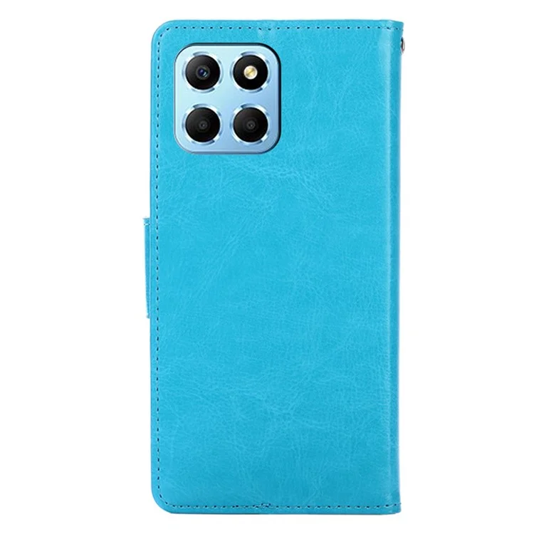 Per Honor X8 5G / X6 4G Custodia magnetica in pelle PU goffrata con stand Custodia interna in TPU a prova di caduta - Azzurro pastello 