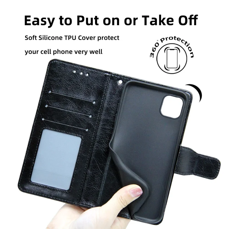For Honor X8 5G / X6 4G Textured PU Leather Magnetic Clasp Phone Case Wallet Stand Drop-proof Inner TPU Cover - Black