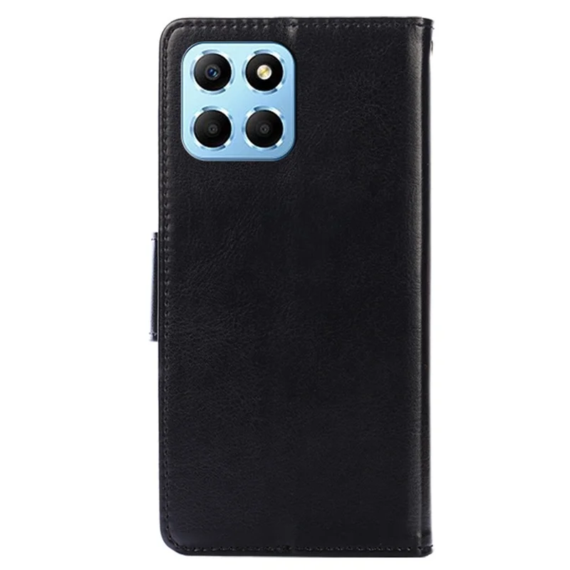 For Honor X8 5G / X6 4G Textured PU Leather Magnetic Clasp Phone Case Wallet Stand Drop-proof Inner TPU Cover - Black