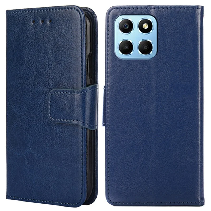 For Honor X8 5G / X6 4G Textured PU Leather Magnetic Clasp Phone Case Wallet Stand Drop-proof Inner TPU Cover - Sapphire