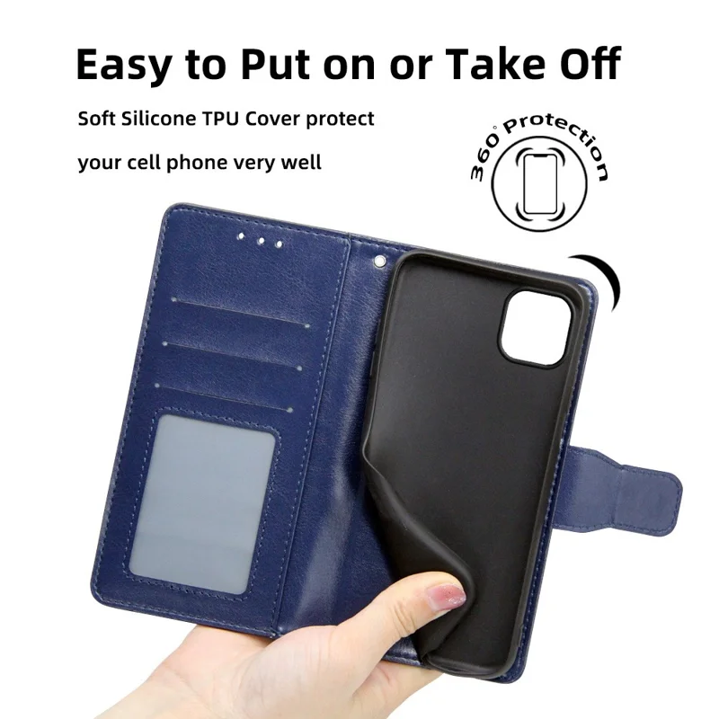 For Honor X8 5G / X6 4G Textured PU Leather Magnetic Clasp Phone Case Wallet Stand Drop-proof Inner TPU Cover - Sapphire