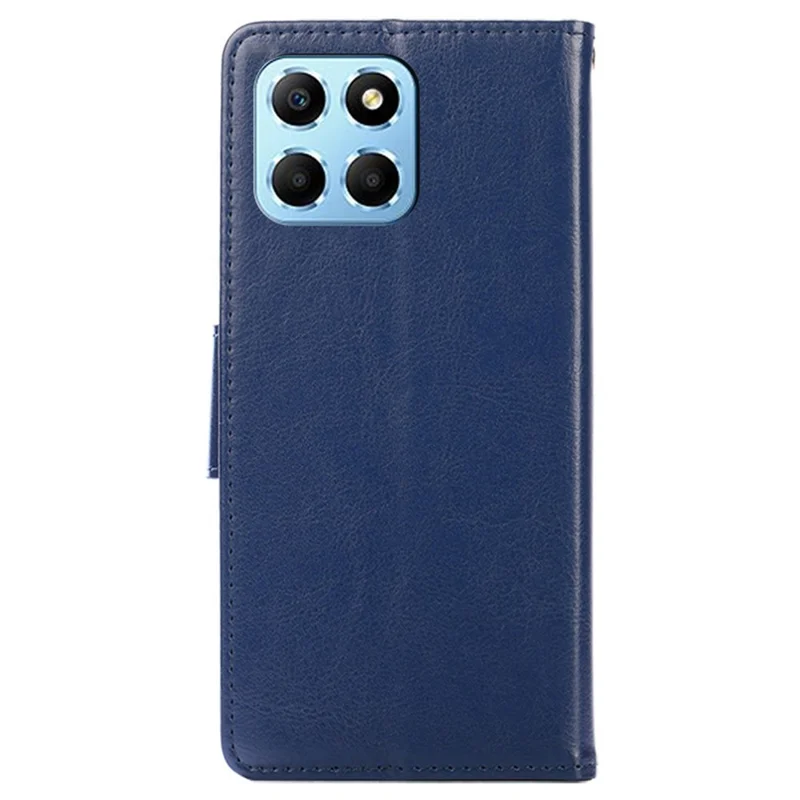 For Honor X8 5G / X6 4G Textured PU Leather Magnetic Clasp Phone Case Wallet Stand Drop-proof Inner TPU Cover - Sapphire