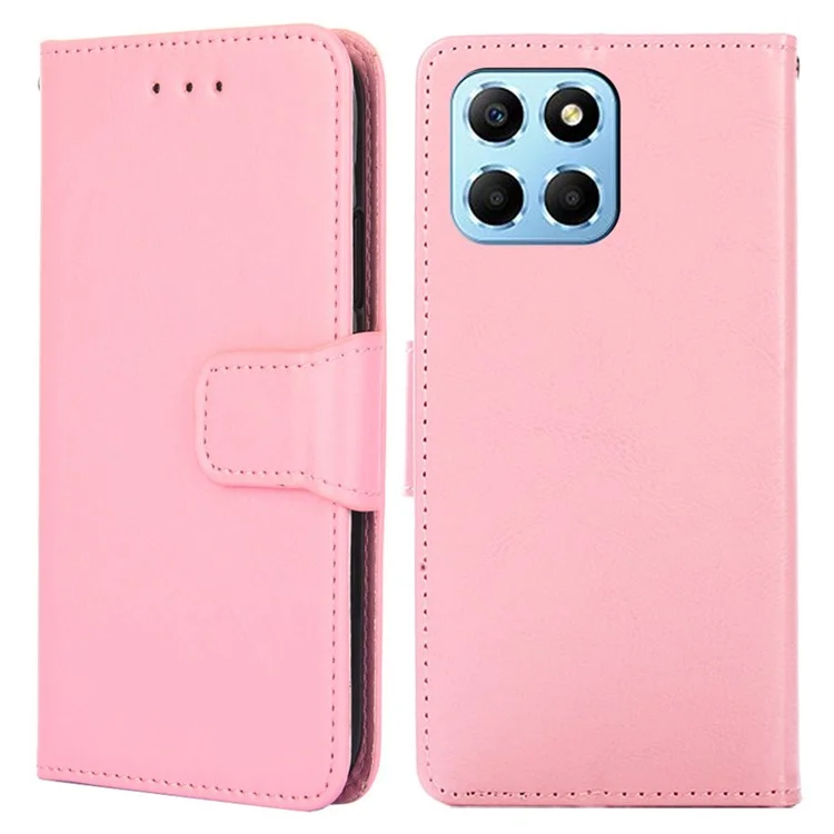 For Honor X8 5G / X6 4G Funda de cartera de cuero PU texturizado con cierre magnético - Rosa