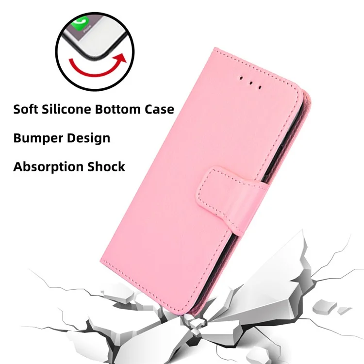 For Honor X8 5G / X6 4G Funda de cartera de cuero PU texturizado con cierre magnético - Rosa