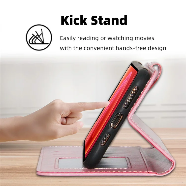 For Honor X8 5G / X6 4G Textured PU Leather Magnetic Clasp Phone Case Wallet Stand Drop-proof Inner TPU Cover - Red