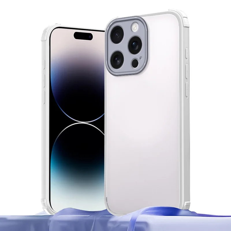 For iPhone 14 Pro Max Case Reinforced Corner Shockproof TPU + Acrylic Phone Cover - White