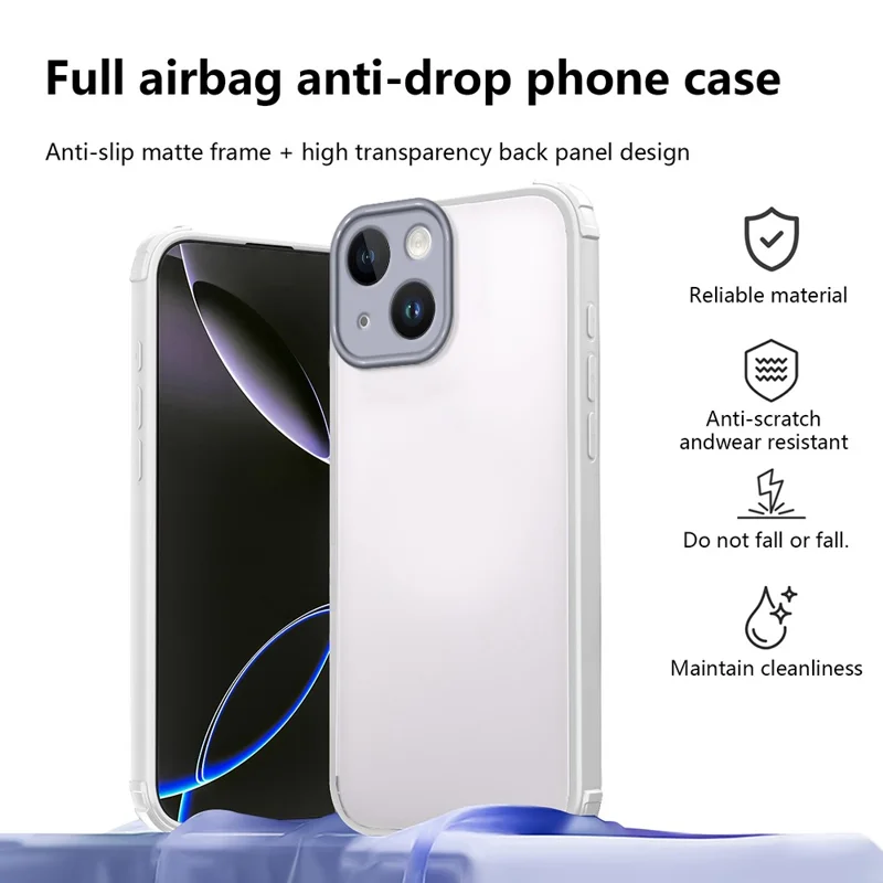 For iPhone 14 Case Reinforced Corner Shockproof TPU + Acrylic Phone Cover - White