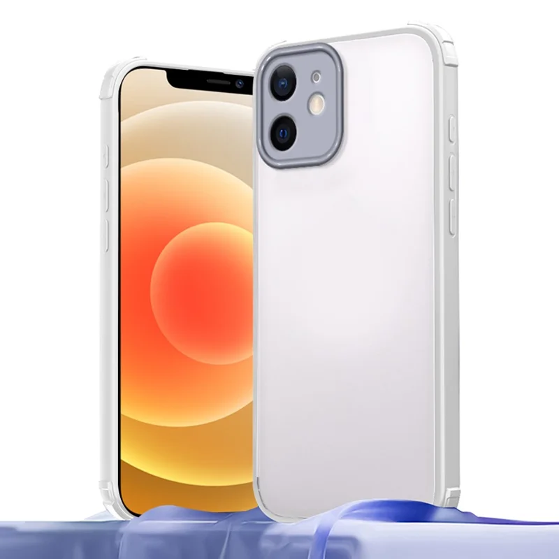 For iPhone 12 Case Reinforced Corner Shockproof TPU + Acrylic Phone Cover - White