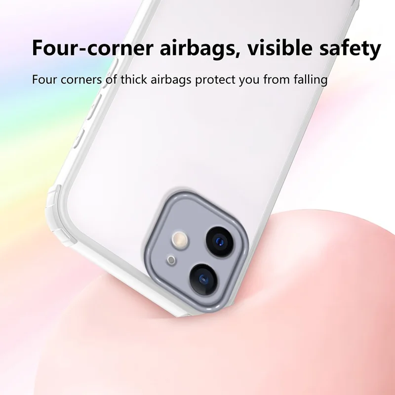 For iPhone 12 Case Reinforced Corner Shockproof TPU + Acrylic Phone Cover - White