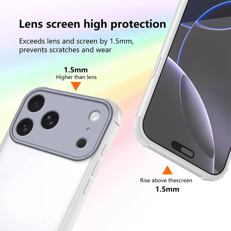 For iPhone 17 Pro Max Case Reinforced Corner Shockproof TPU + Acrylic Phone Cover - White