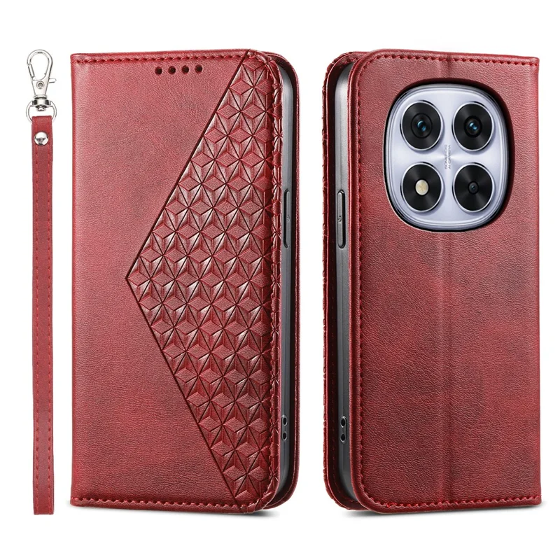 Xiaomi Redmi Note 15 Pro 5G hoesje van kalfsleren PU-leer met portemonnee en handtas - Rood