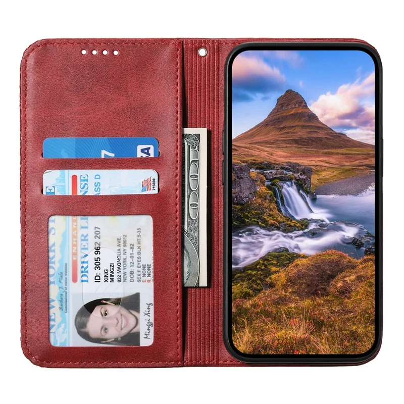 Xiaomi Redmi Note 15 Pro 5G hoesje van kalfsleren PU-leer met portemonnee en handtas - Rood