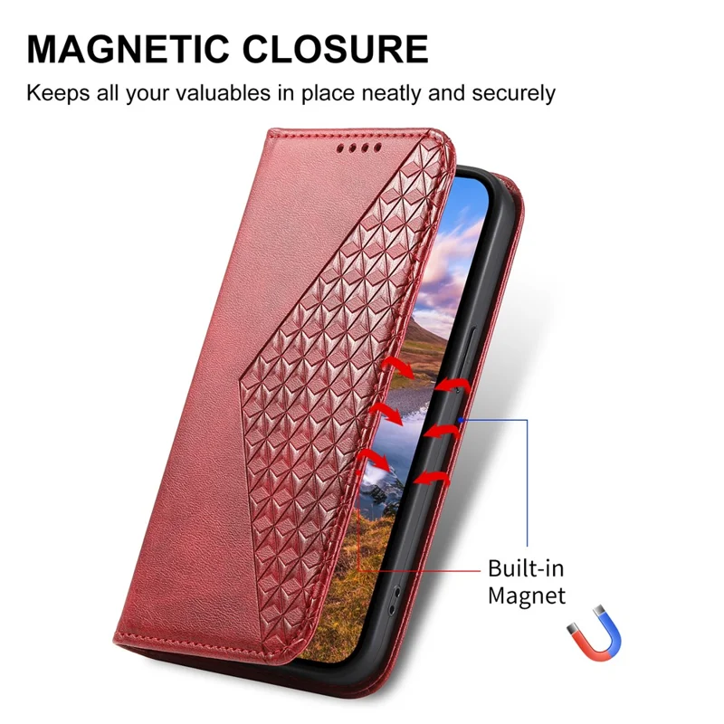 Xiaomi Redmi Note 15 Pro 5G hoesje van kalfsleren PU-leer met portemonnee en handtas - Rood