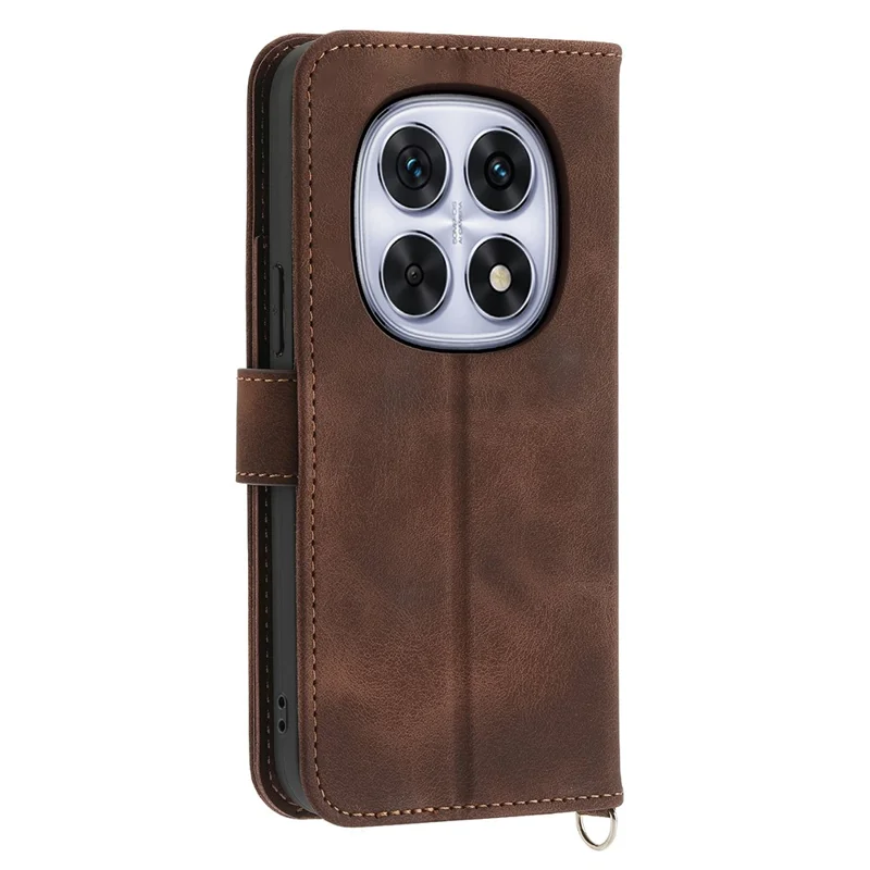 For Xiaomi Redmi Note 15 5G (Global) Case Flower Pattern PU Leather Wallet Phone Cover with Strap - Brown